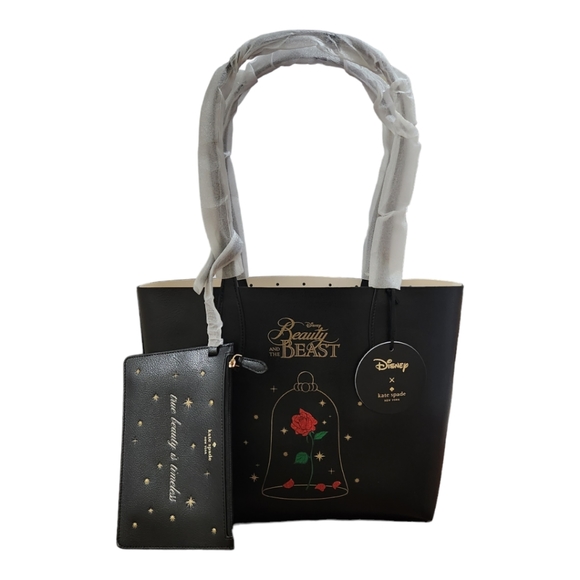 🆕️Disney X Kate Spade Beauty And The Beast Small Reversible Tote and Wristlet - Picture 5 of 17